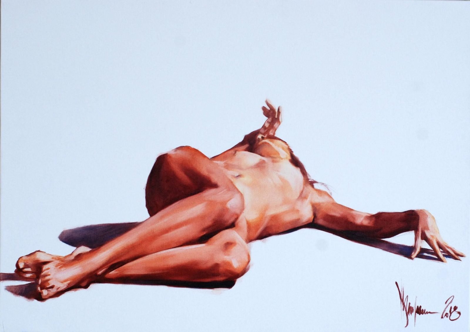 Nude #813 Painting by Igor Shulman Size: 19.5 H x 27.4 W x 2 in Delivery: s...