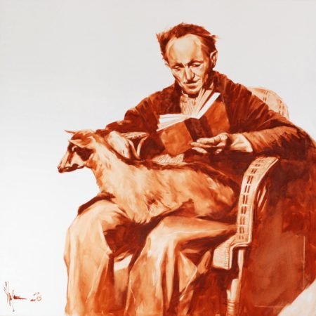 painting old man with a goat by igor shulman original -