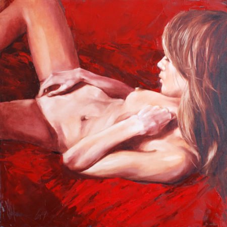 painting red morning by igor shulman original -