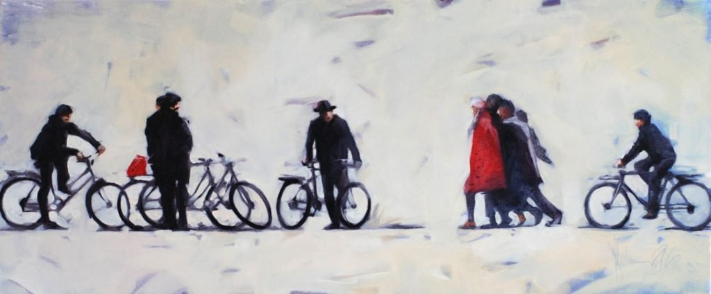 About People and Bikes original painting by Igor Shulman