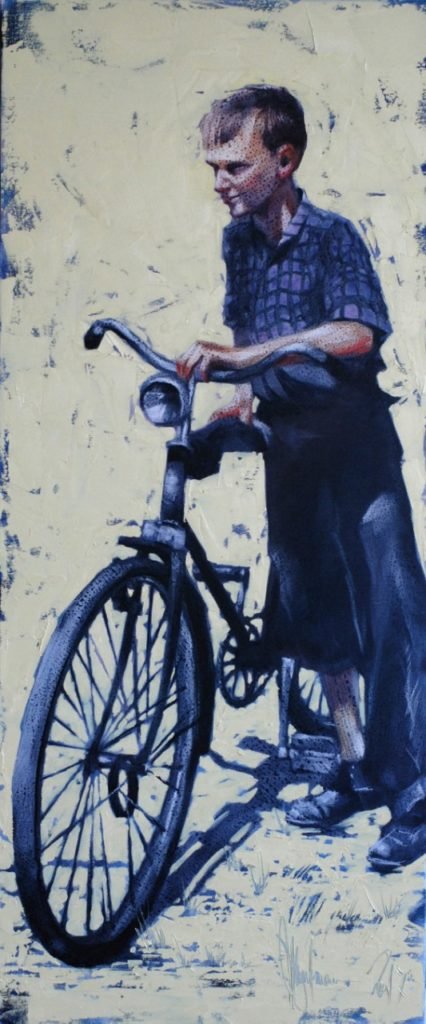 My First Bike original painting by Igor Shulman