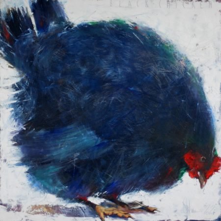 painting black chicken by igor shulman original -