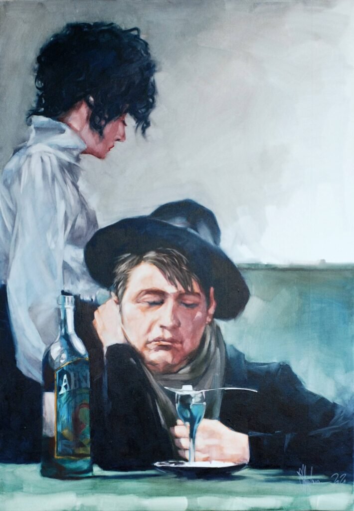 Lovers of Absinthe Original Oil Painting for sale by Igor Shulman