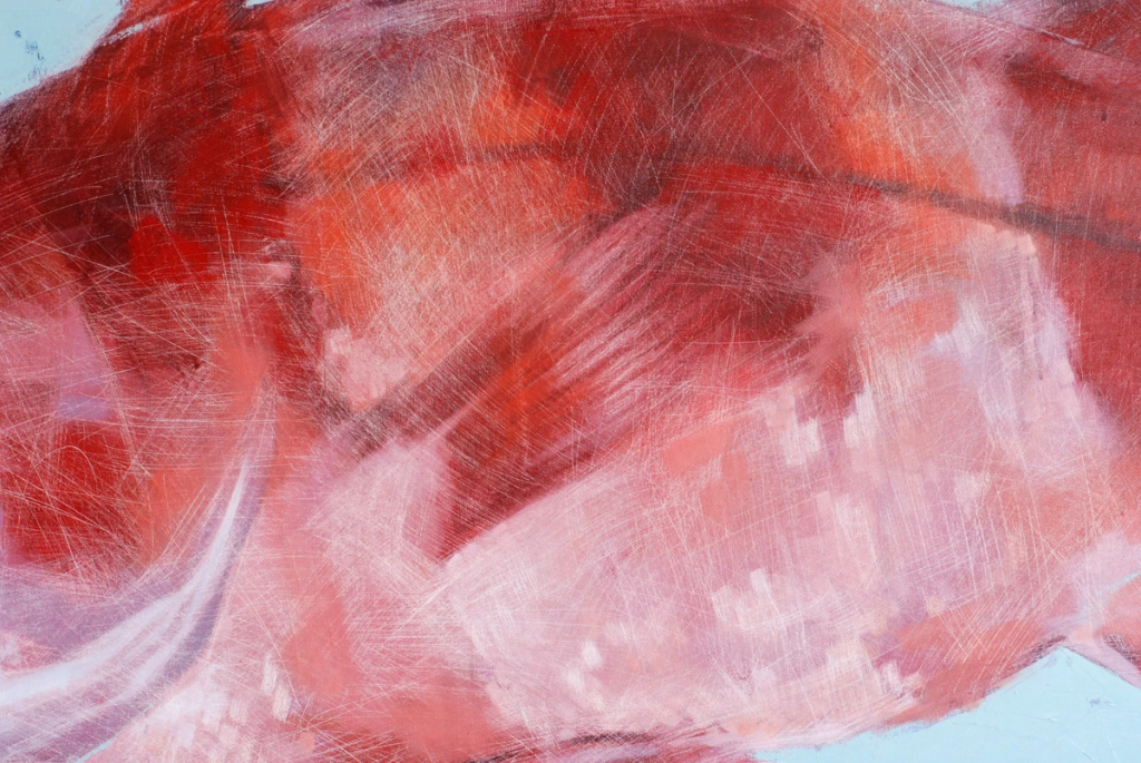 Slightly open mouth of sea bass with expressive brushwork