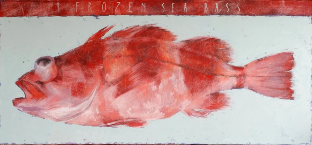 Oil painting 1 Frozen Sea Bass by Igor Shulman on linen canvas