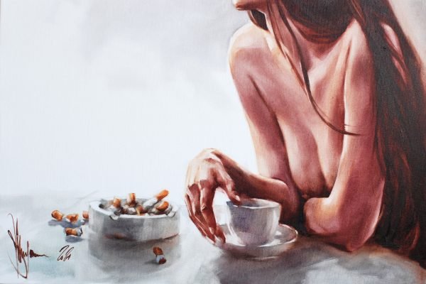 Oil Painting Breakfast too long by Igor Shulman
