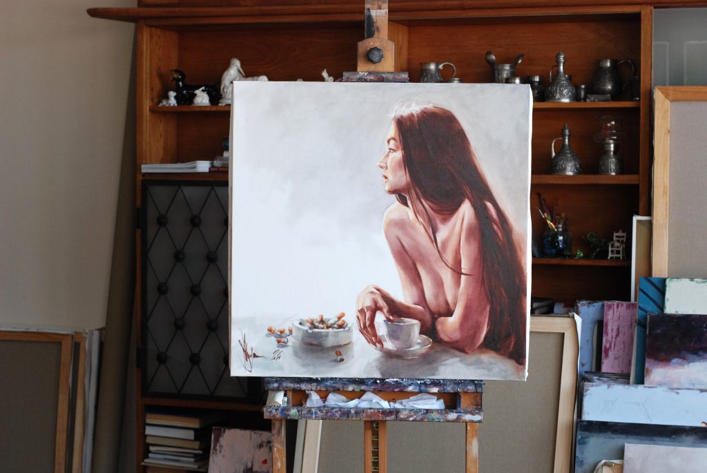 Oil Painting Breakfast too long by Igor Shulman