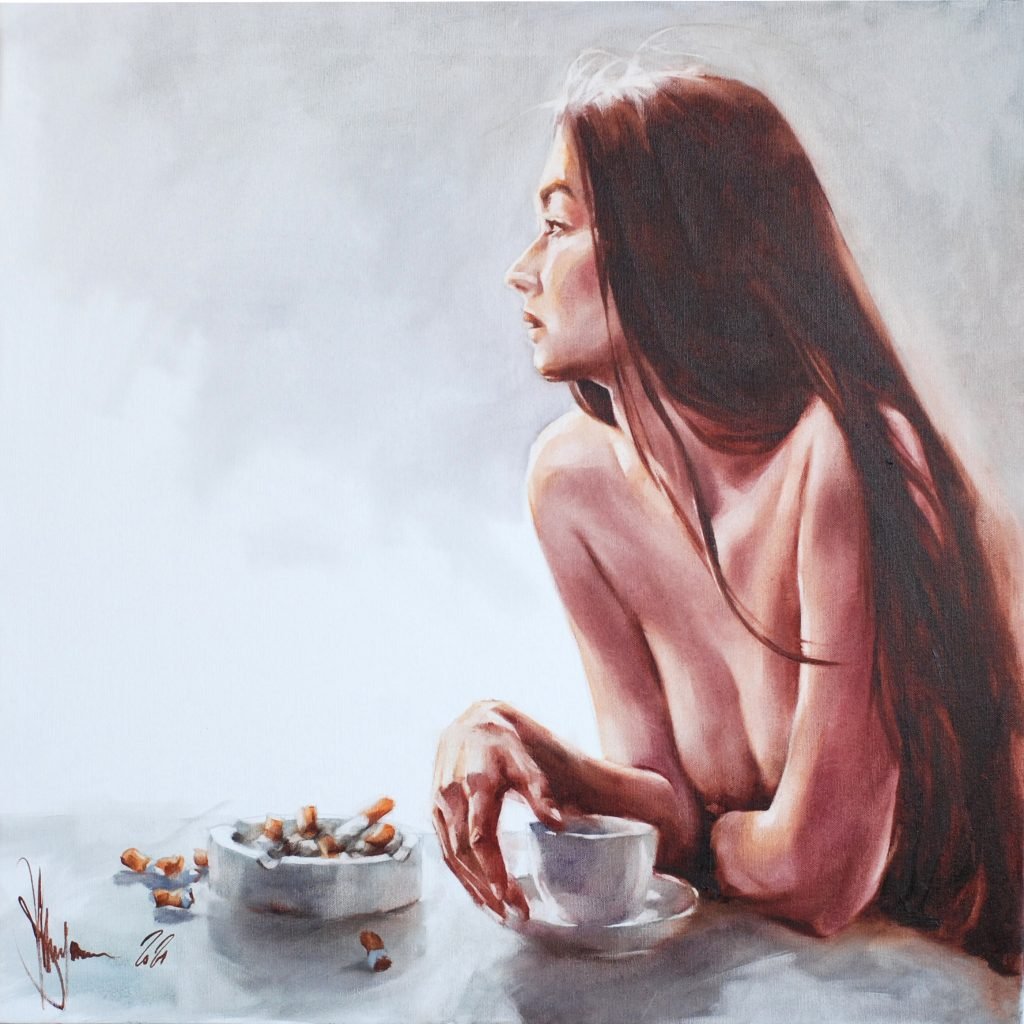 Oil Painting Breakfast too long by Igor Shulman