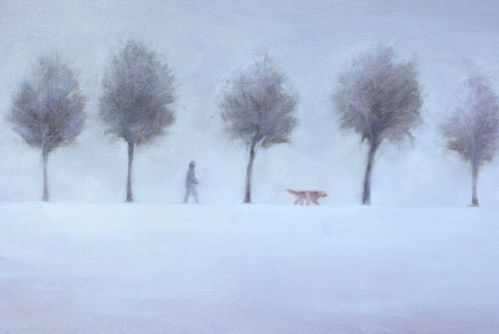 Original Oil Painting Middle of Winter by Igor Shulman-original