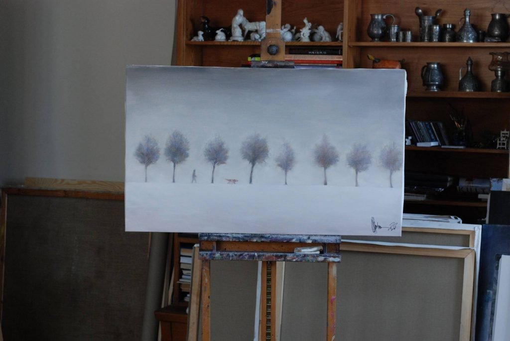 Original Oil Painting Middle of Winter by Igor Shulman-original
