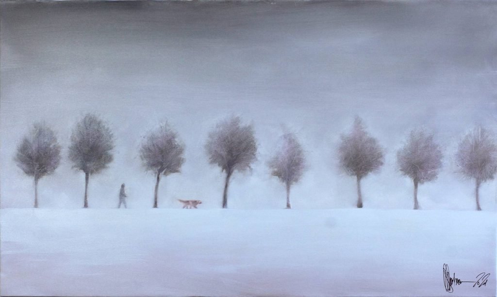 Original Oil Painting Middle of Winter by Igor Shulman-original