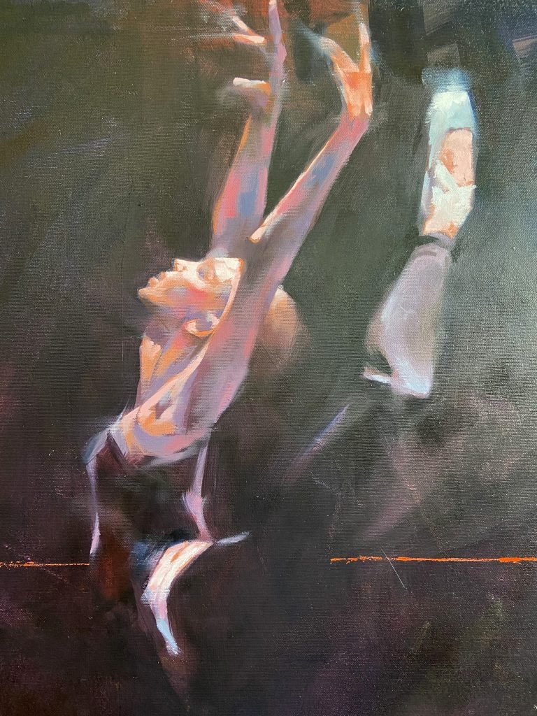 Oil Painting Red Thin Line 2