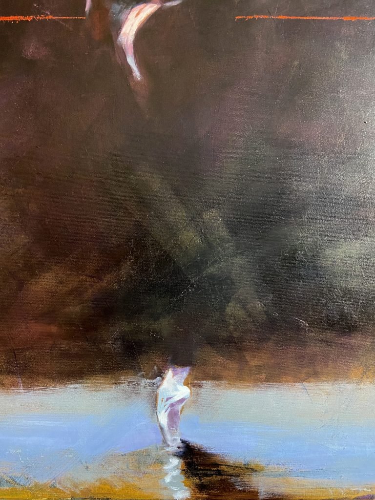 Oil Painting Red Thin Line 2