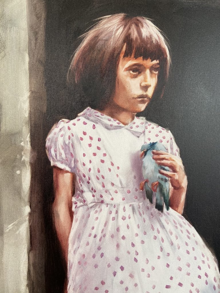 Oil Painting Girl with a Dead Bird (2022) by Igor Shulman