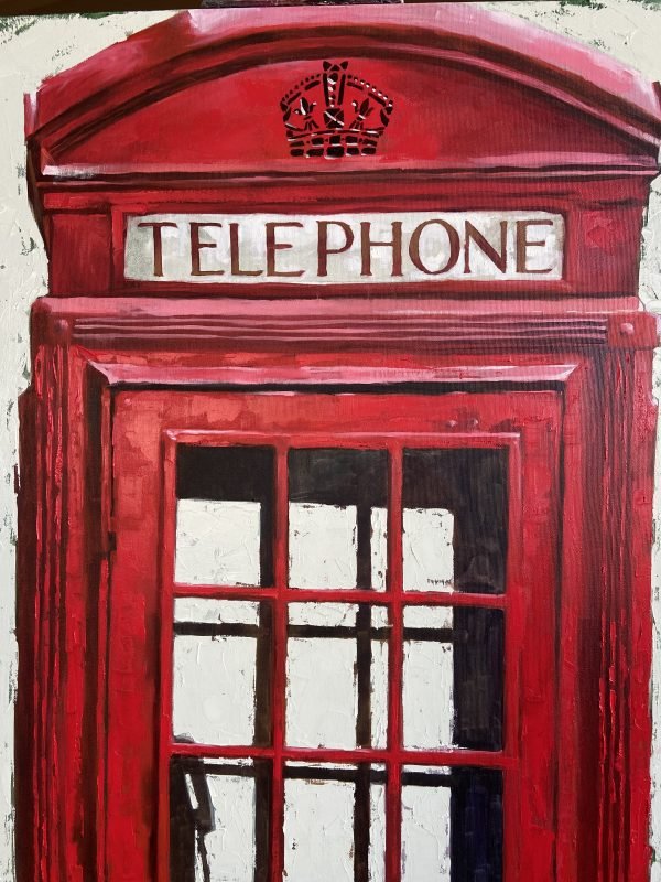 Oil Painting Red phone booth (2021) by Igor Shulman
