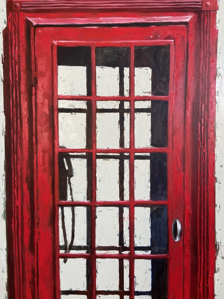Oil Painting Red phone booth (2021) by Igor Shulman