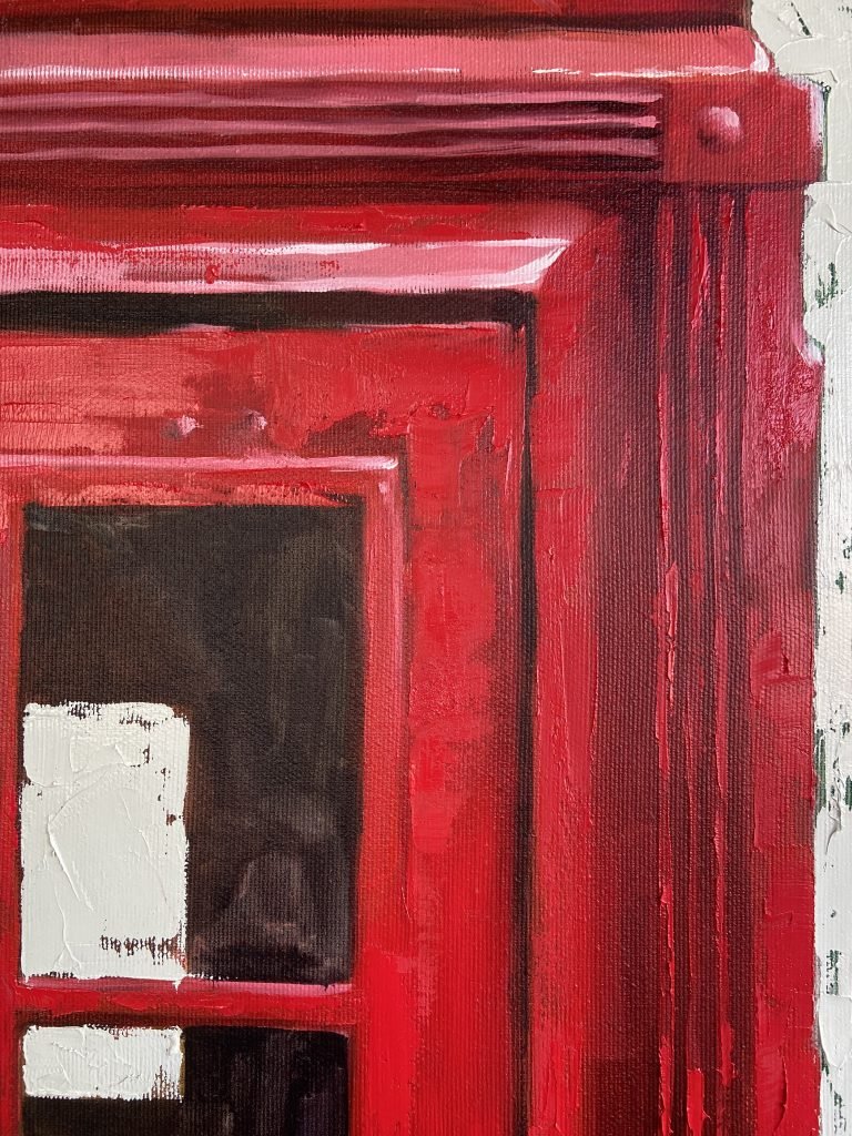 Oil Painting Red phone booth (2021) by Igor Shulman