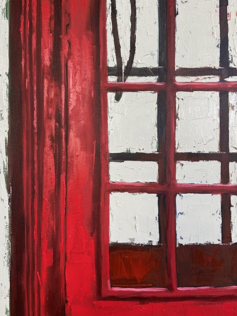 Oil Painting Red phone booth (2021) by Igor Shulman