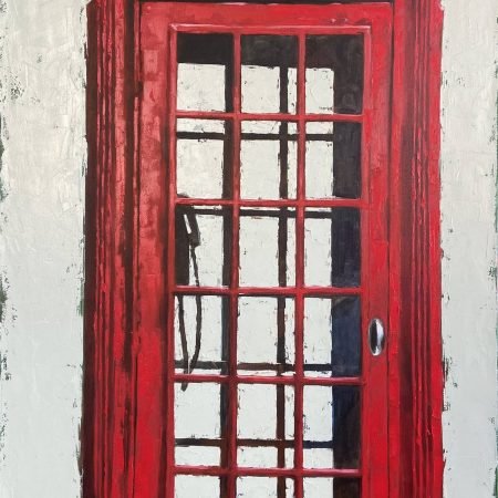 painting red phone booth by igor shulman original -