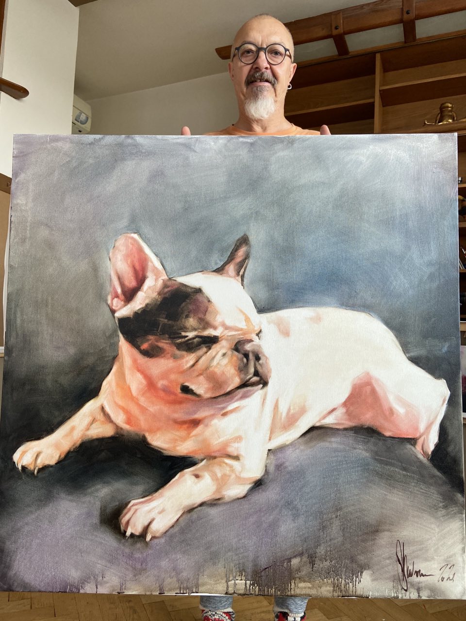 The commissioned French Bulldog Oil Painting