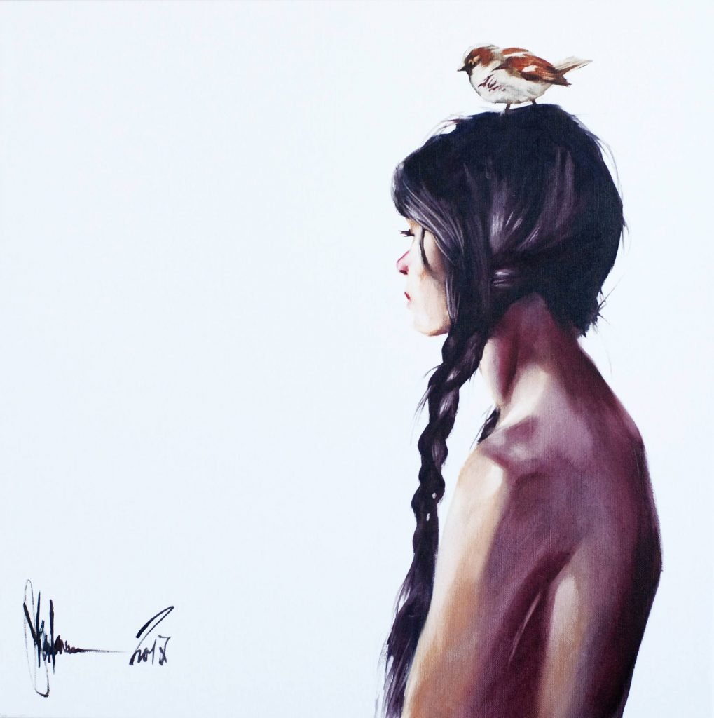 Oil Paintin Girl and her bird (2017)