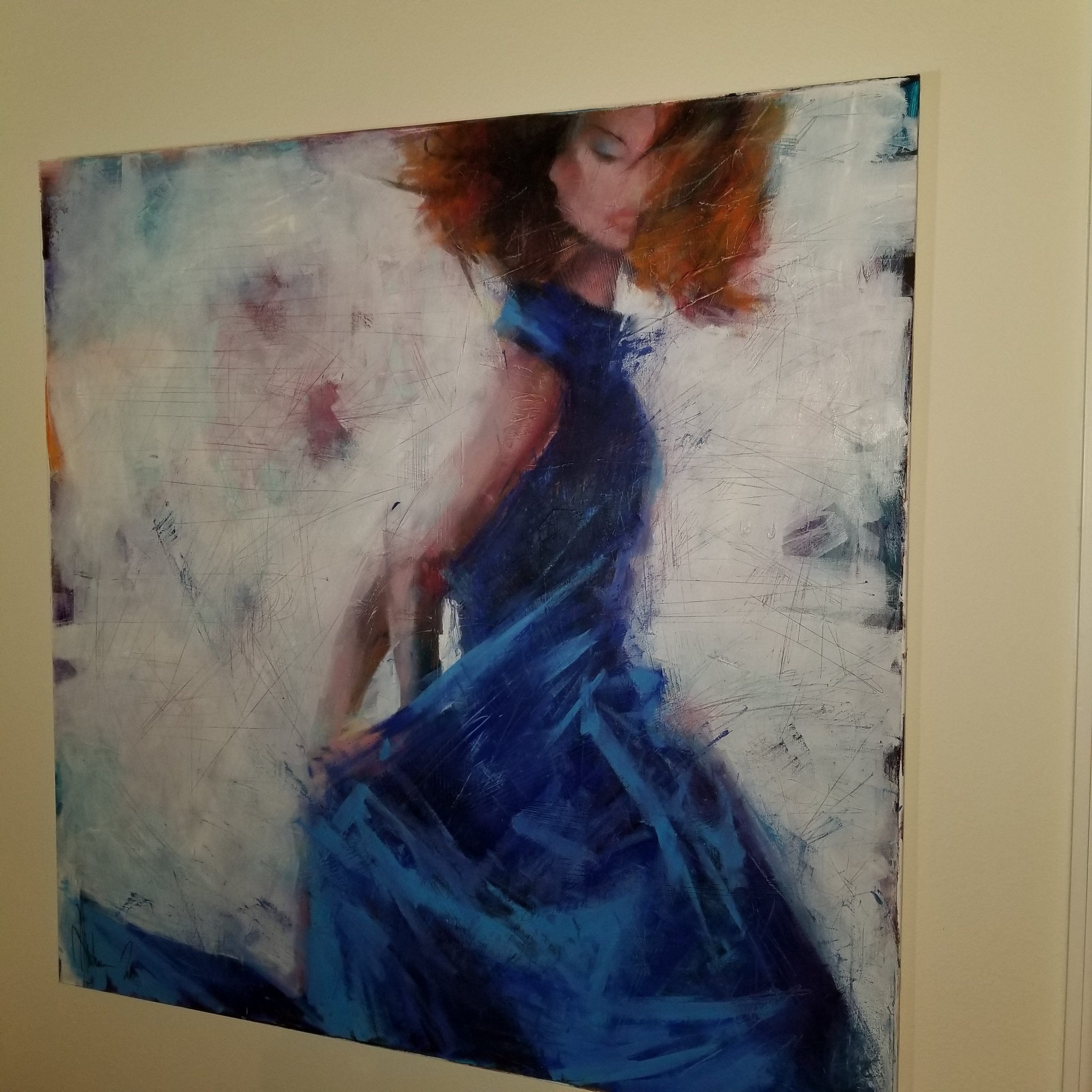 Tatiana by Igor Shulman in a Collector’s Interior Igor Shulman's Tatiana oil painting displayed on a wall in a private collector's interior