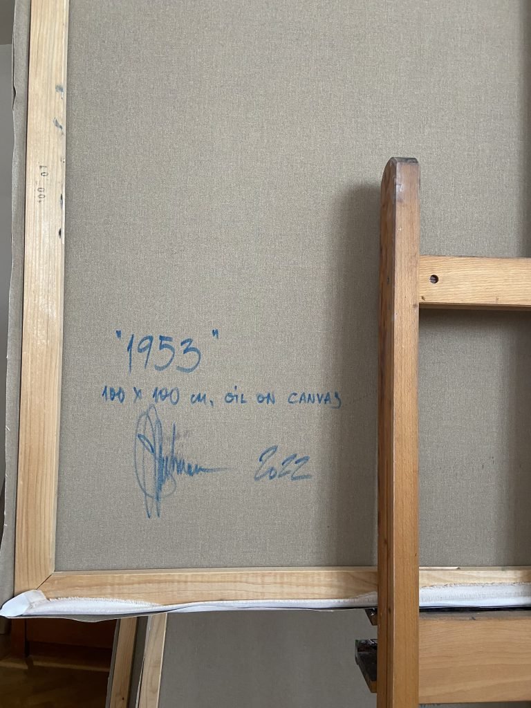Back side of the oil painting 1953