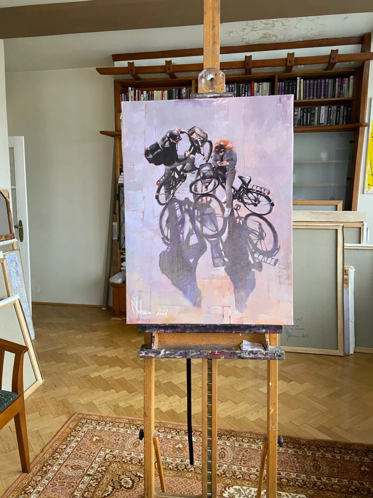 Oil Painting Meeting After Work (2022) by Igor Shulman