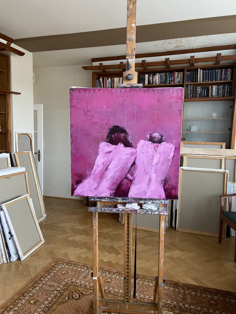 Oil Painting "Magenta Sauna" panted at 2023 by Igor Shulman