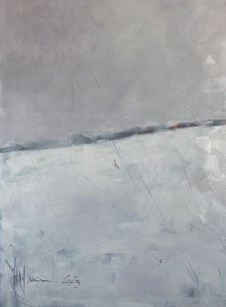 Oil painting by Igor Shulman showcasing a shift in coordinates and points of view