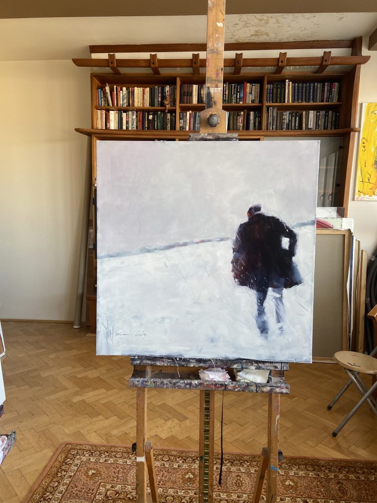 Oil painting by Igor Shulman depicting an internal shift and a search for solutions