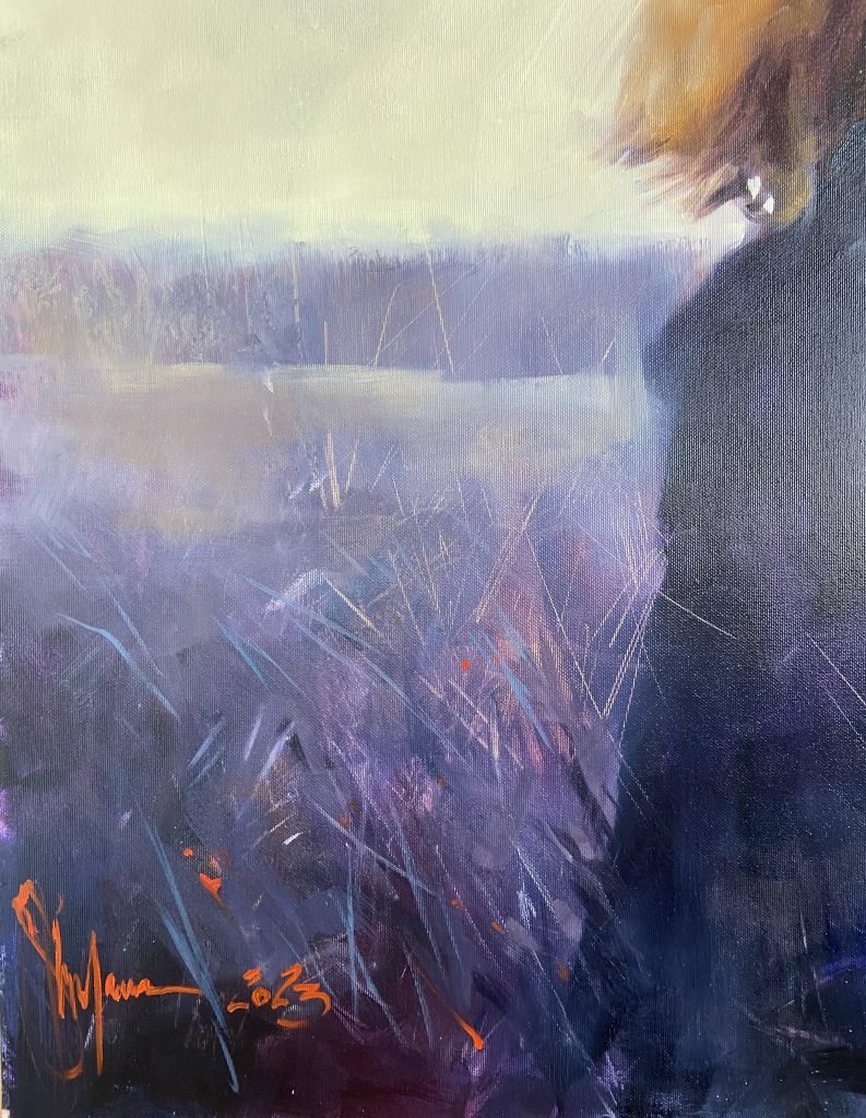 Person walking through a field, trying to make sense of the strange place