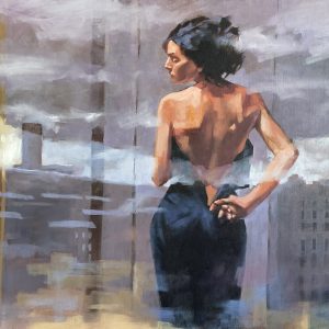 Impressionistic oil painting by Igor Shulman featuring an intriguing reflection of a nude figure.