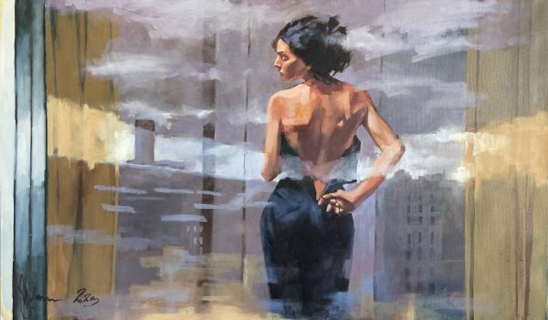 Impressionistic oil painting by Igor Shulman featuring an intriguing reflection of a nude figure.