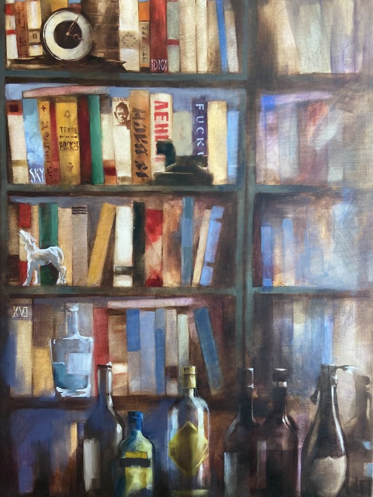 A bookshelf that showcases the personality and interests of its owner, with a focus on the books and trinkets displayed