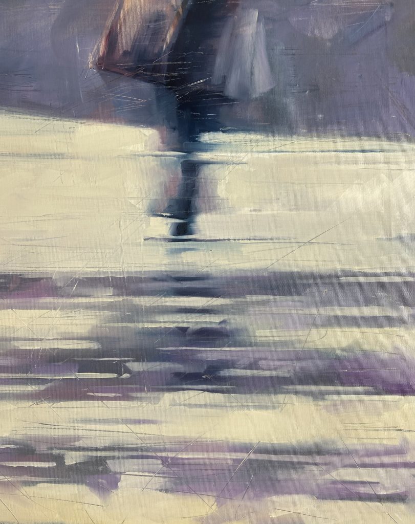 Artistic depiction of a woman undergoing a profound transformation while shopping.