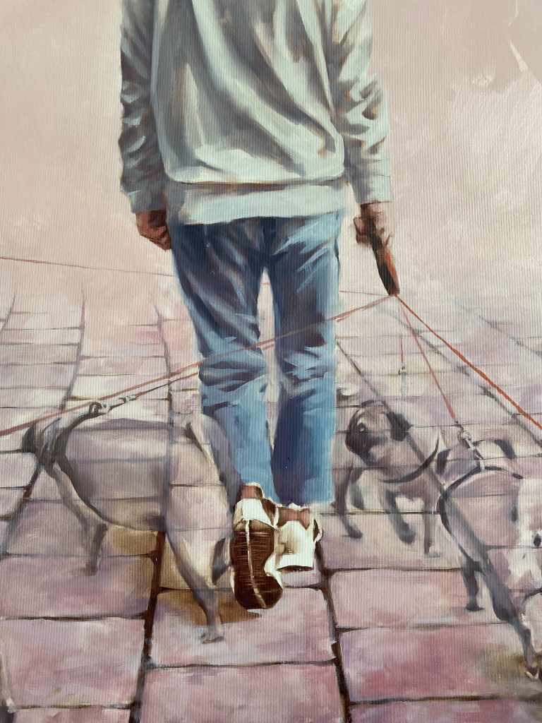Dive into the world of Igor Shulman with his painting "Self-portrait with a Pug".