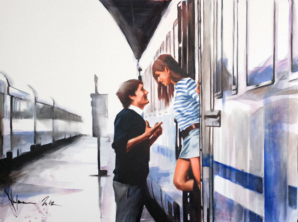Vibrant canvas depicting train station - Stations Collection by Igor Shulman