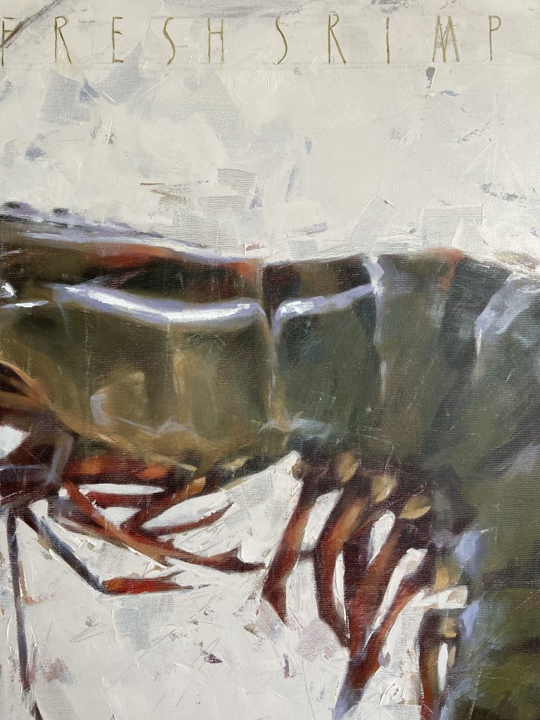 Shrimp antennae painted with thin expressive brushstrokes