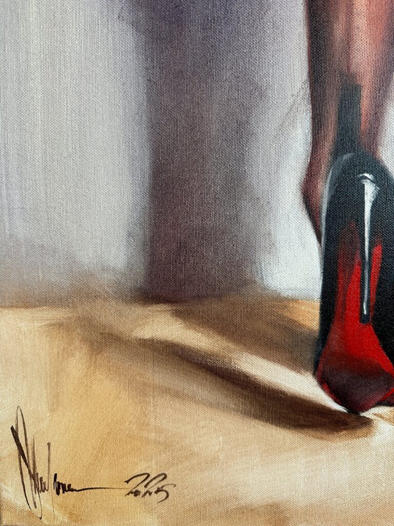 Close-up of contours and shading emphasizing shoe and leg form.