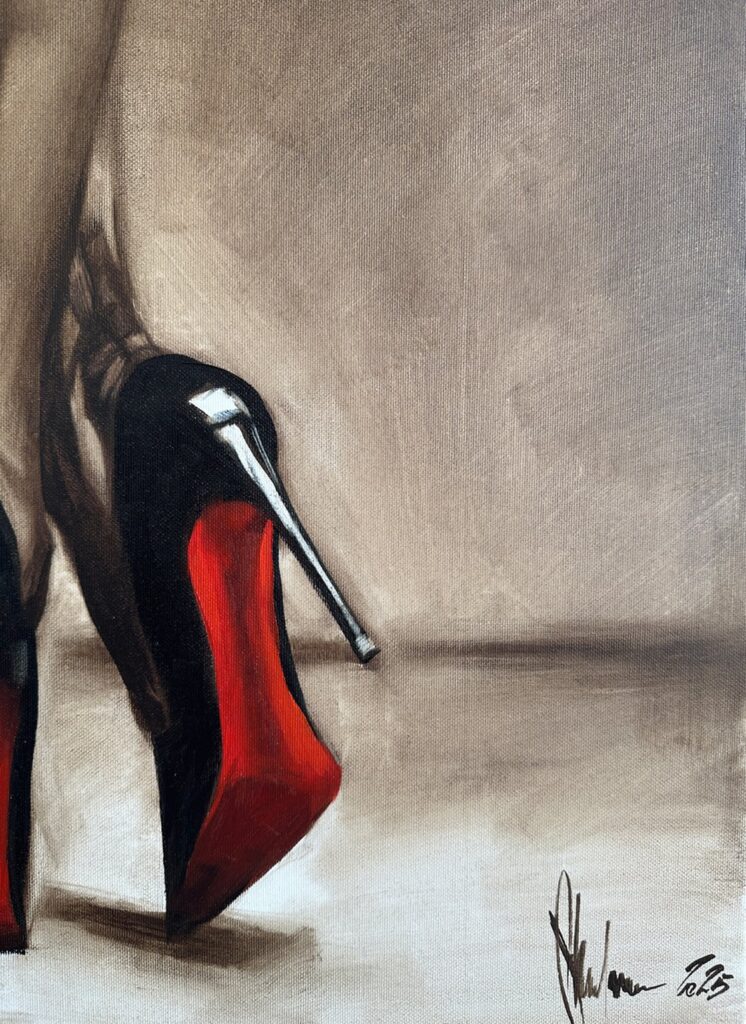 Close-up of rich texture and color contrast in oil painting fragment.
