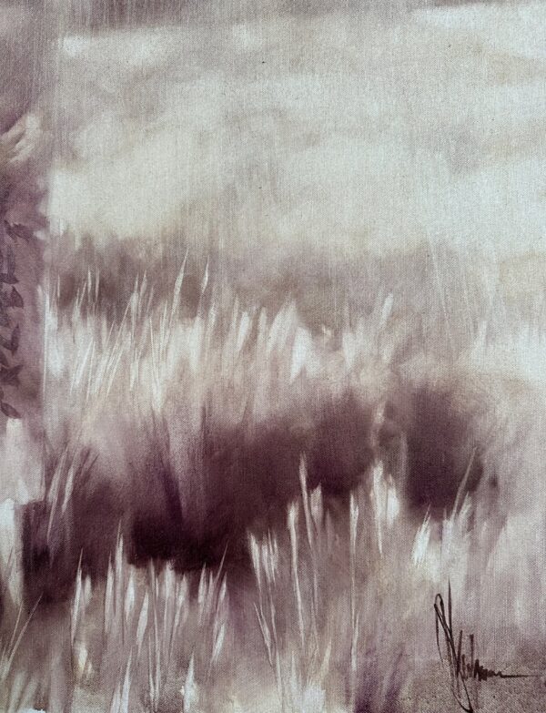 Fine details emphasizing mood and emotion in oil painting fragment.
