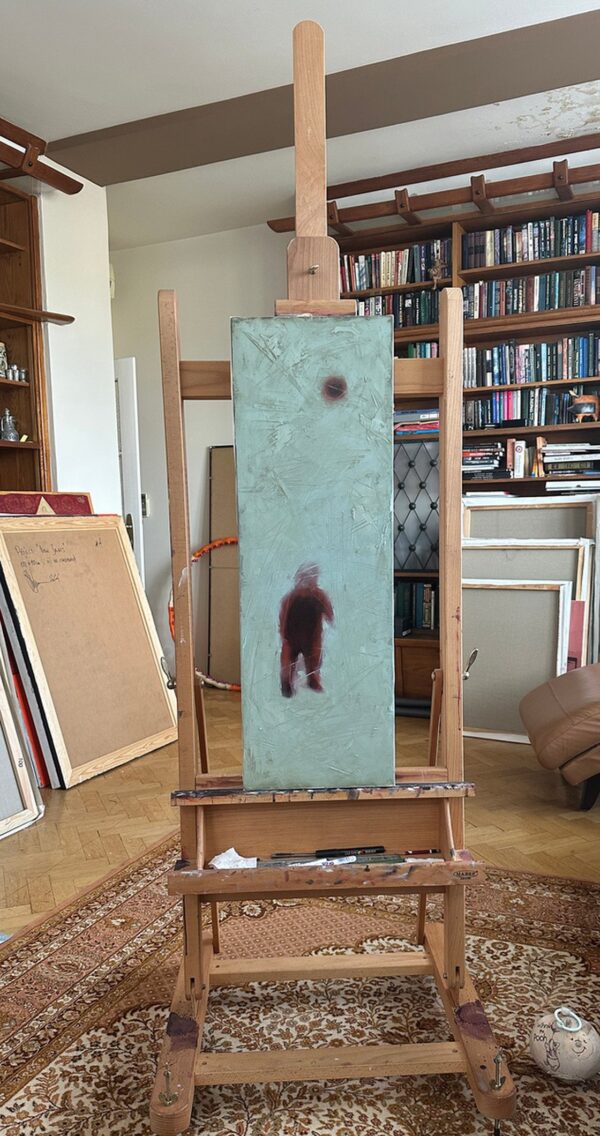 Memory Card original oil painting by Igor Shulman displayed in the artist’s studio
