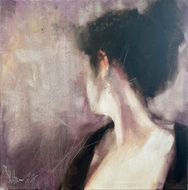 Expressive oil painting by Igor Shulman showing a blurred portrait in low light.