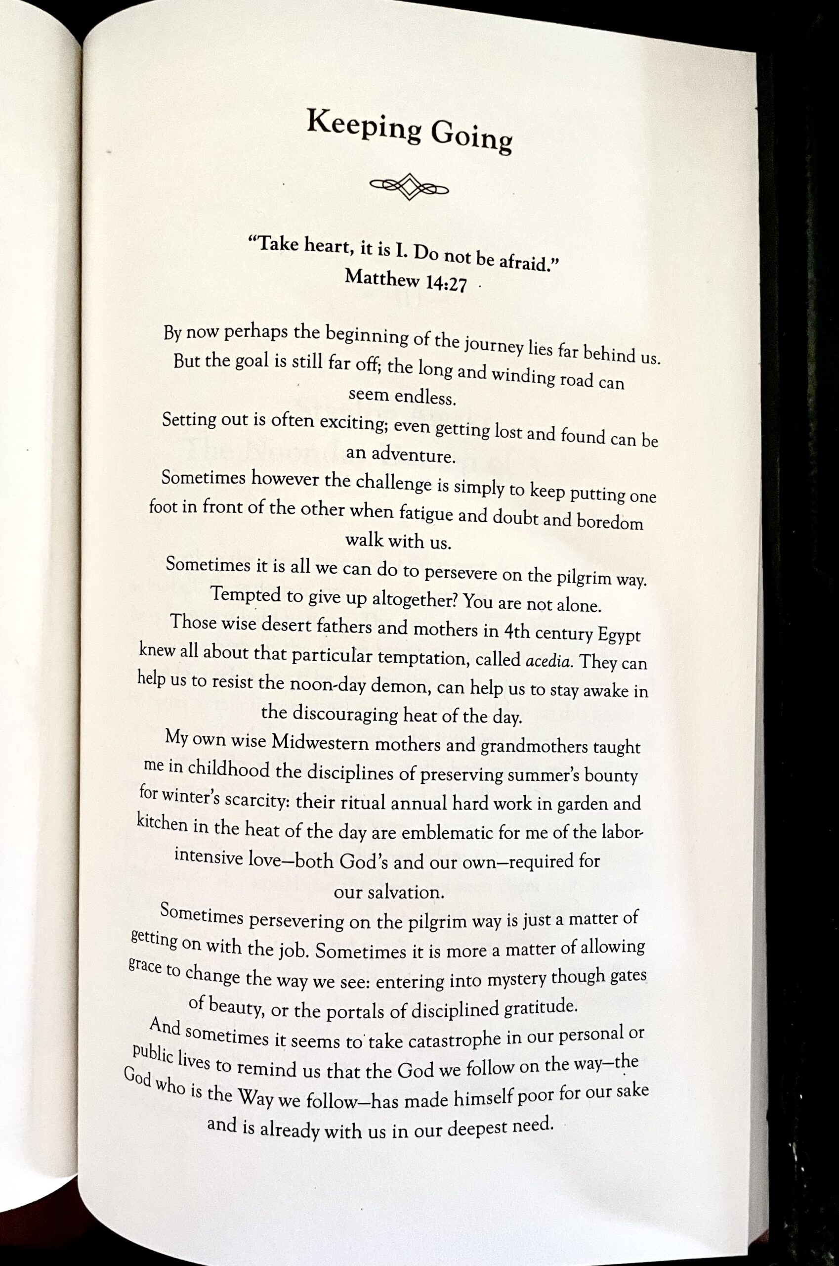 Chapter title page reading "Keeping Going," marking the start of a section focused on perseverance in the book.