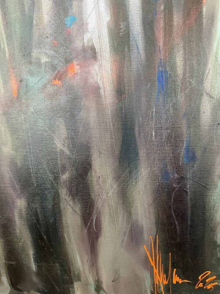 Close-up of wild flowers in "Weeds" expressionist oil painting by Igor Shulman