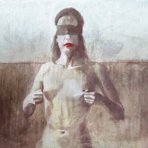 Secret Boundaries — artistic nude oil painting in studio by Igor Shulman, sensual female figure, subtle erotic art for collectors