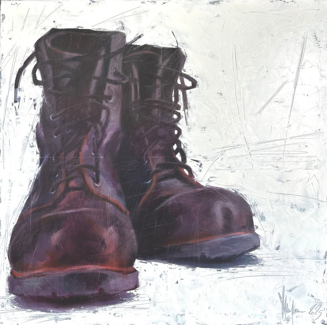 Just Shoes 2 by Igor Shulman, oil painting of shoes in pop art style