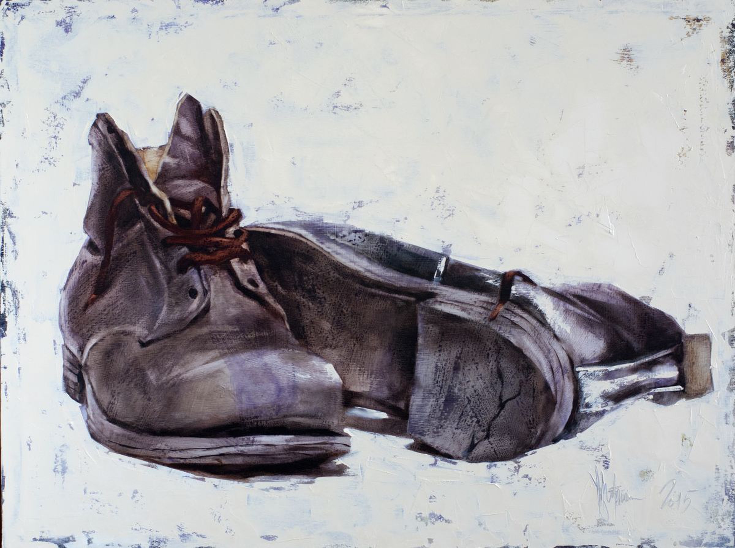 Shoes of My Dad by Igor Shulman, oil painting of shoes with personal story