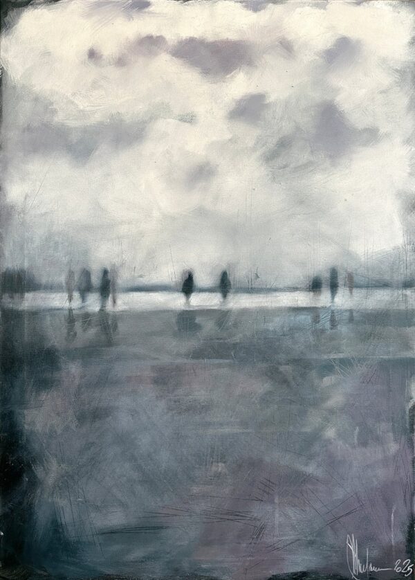 Deep low Tide by Igor Shulman, oil on canvas, expressive seascape showing low tide and sky